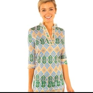 Gretchen Scott XS Beige Green Blue Jersey Split in Beige Goddess NWOT